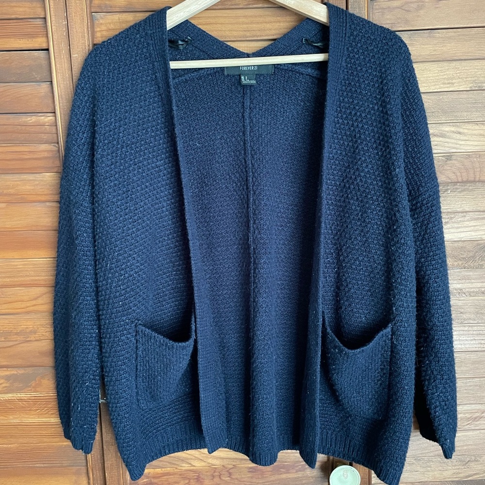 Navy Textured Cardigan